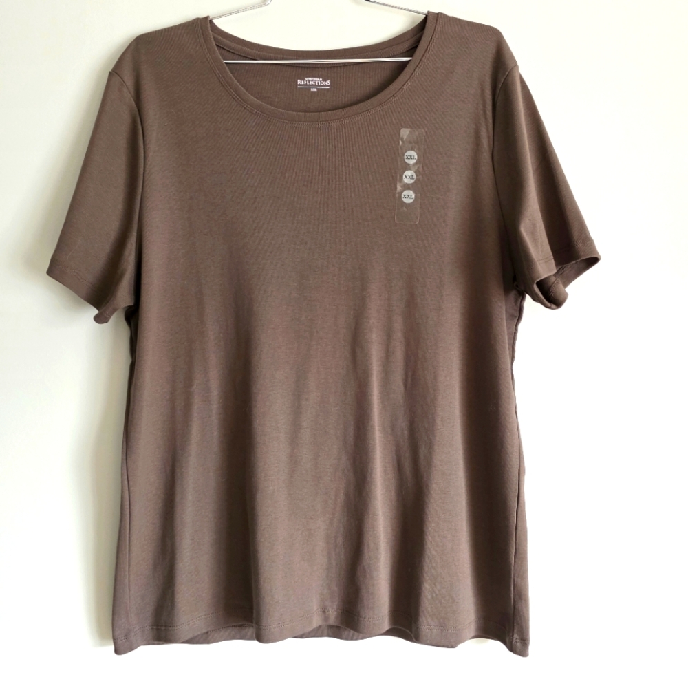 Northern Reflections Cotton T-Shirt Brown Bark Women's Sz XXL